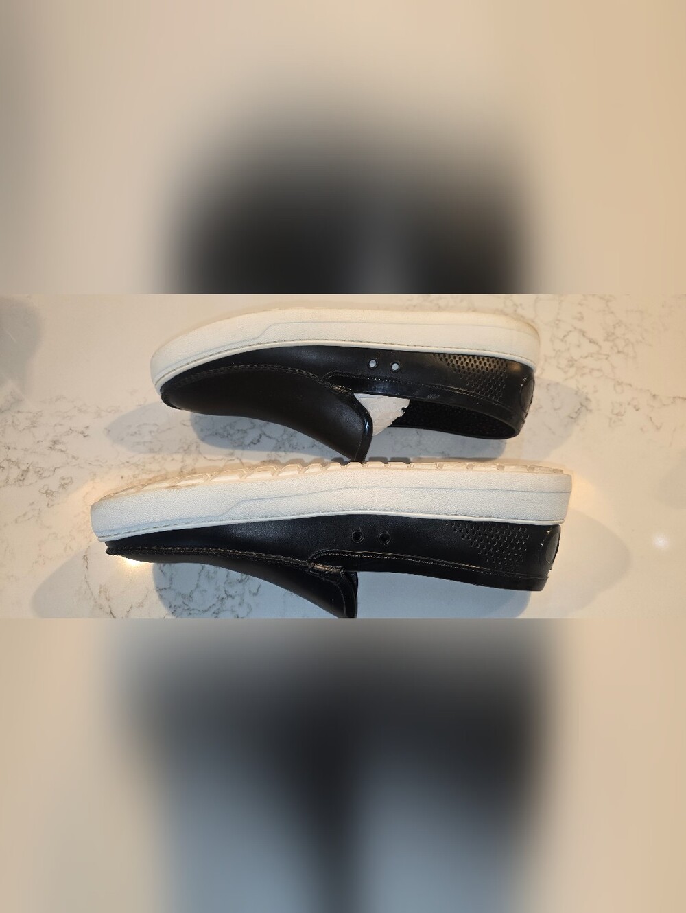 Men's Black Slip-On Loafers with White Sole Size 13 - Picture 4 of 7